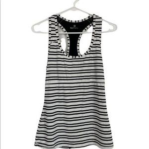 90 Degree Racer Back Athletic Top Small Black & White Stripe
